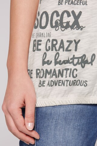 Soccx T-Shirt mit Gummizugsaum und Label Print in Silber