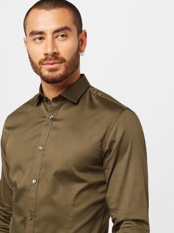 JACK & JONES Slim fit Button Up Shirt 'Parma' in Green