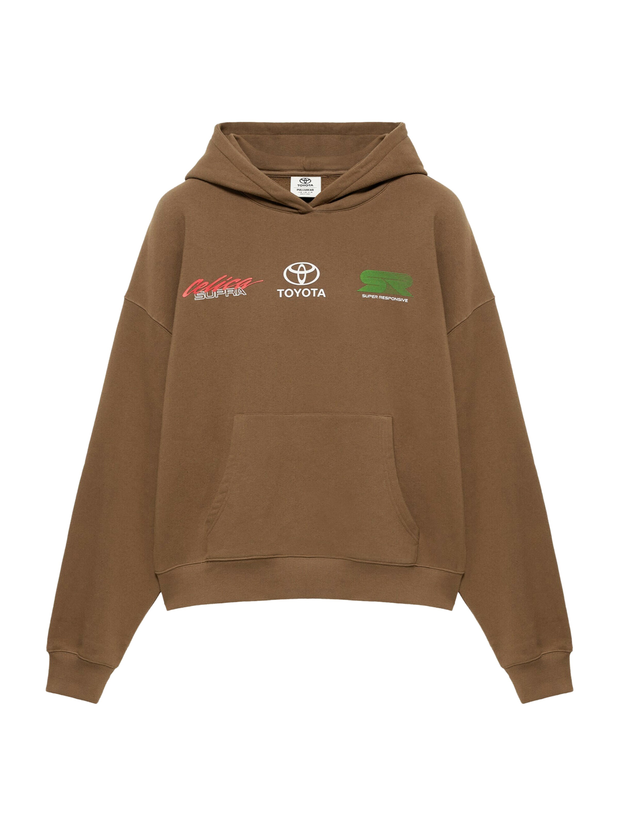 Pull&Bear Sweatshirt 'TOYOTA' in XS in de kleur Bruin / Groen / Rood / Wit, Productweergave
