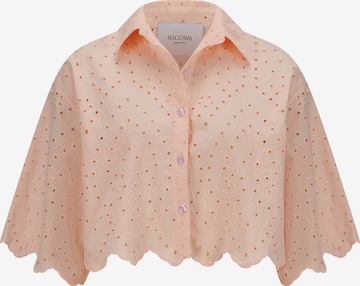 Nicowa Cropped Hemd FINALIWO mit Broderie-Anglaise-Bestickung in Pink: Vorderseite