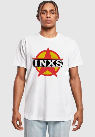 Merchcode Shirt 'INXS - Circle Star' in Wit: voorkant