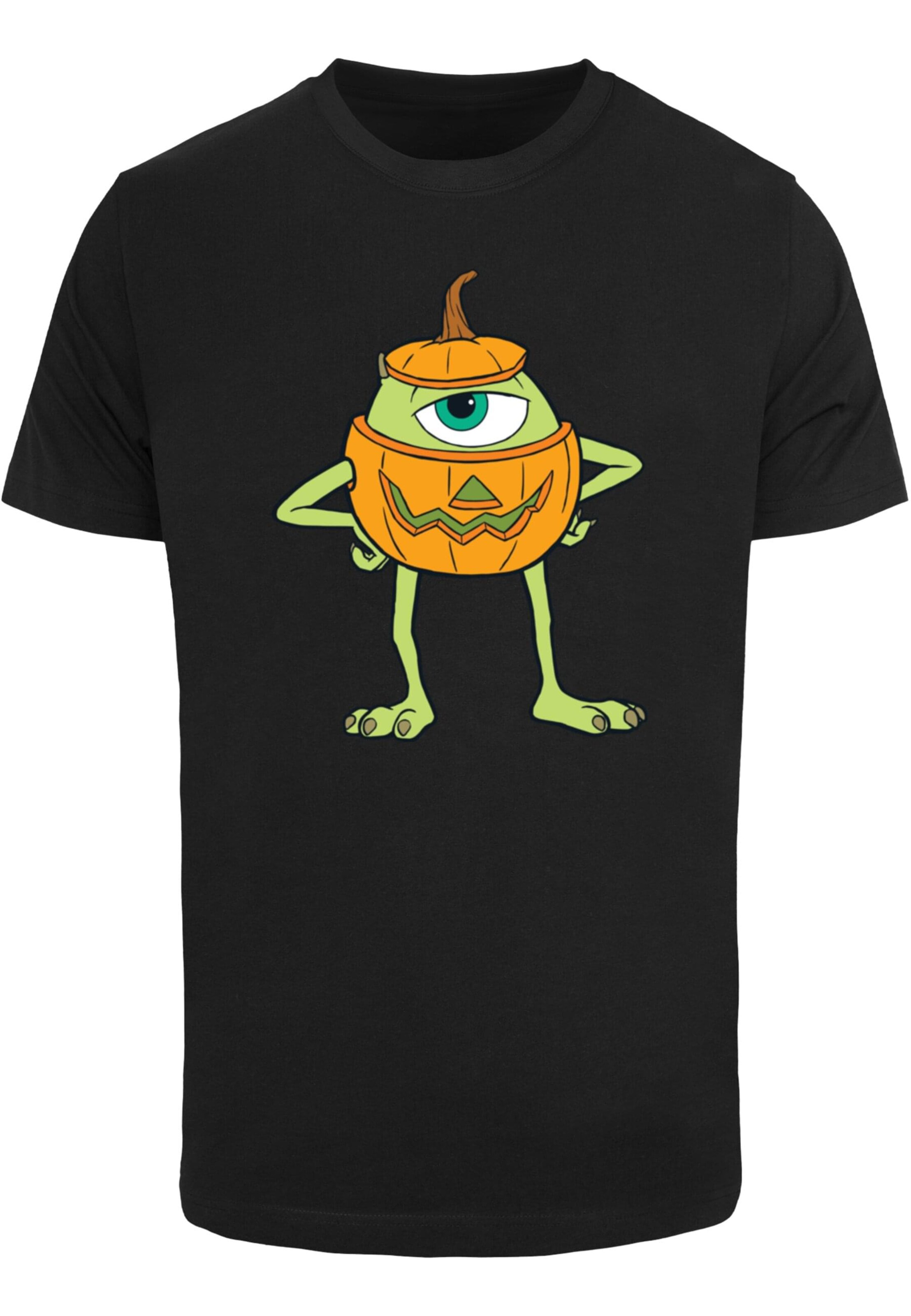 ABSOLUTE CULT Shirt 'Mike Halloween Pumpkin' in Zwart: voorkant