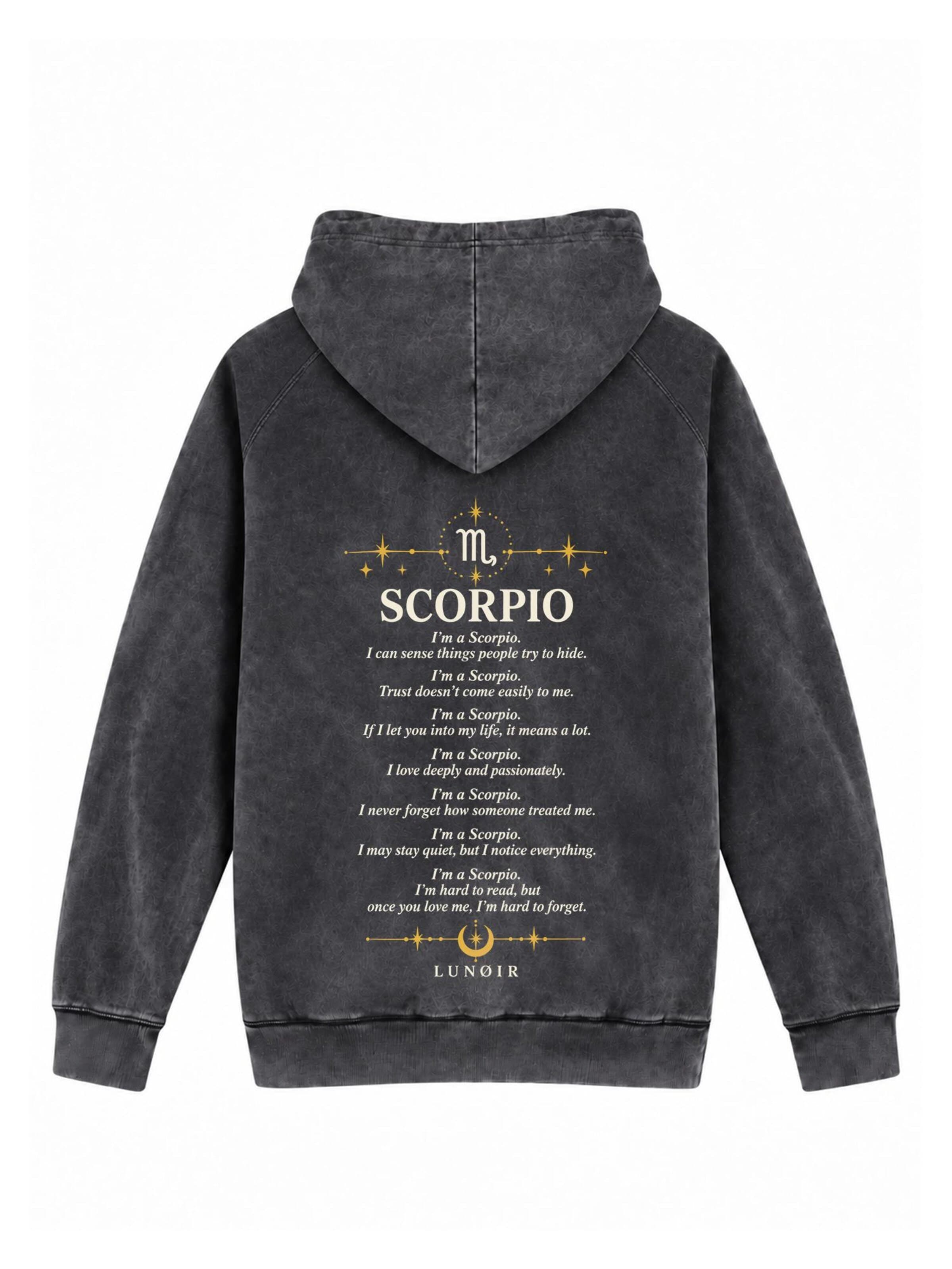 LUNØIR StudioSweater majica 'Zodiac - Scorpio Gold' - siva boja: prednji dio