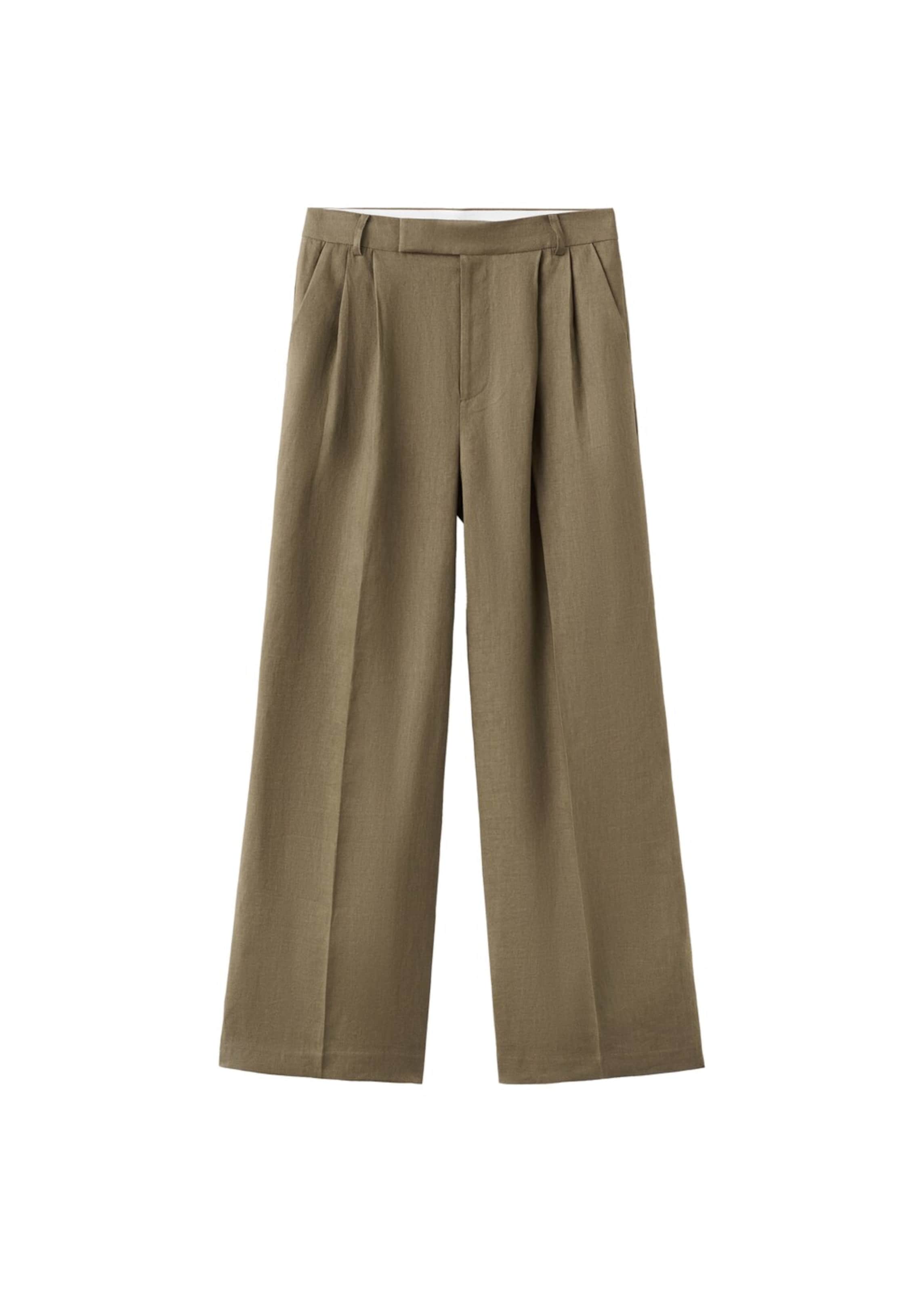 MANGO Pleat-Front Pants 'Listela' in Green: front