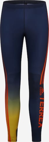 ADIDAS TERREX Skinny Workout Pants 'Agravic Xc Race' in Blue: front