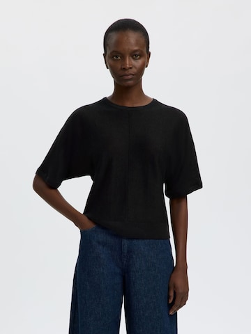 SELECTED Strickweste in Schwarz: Vorderseite