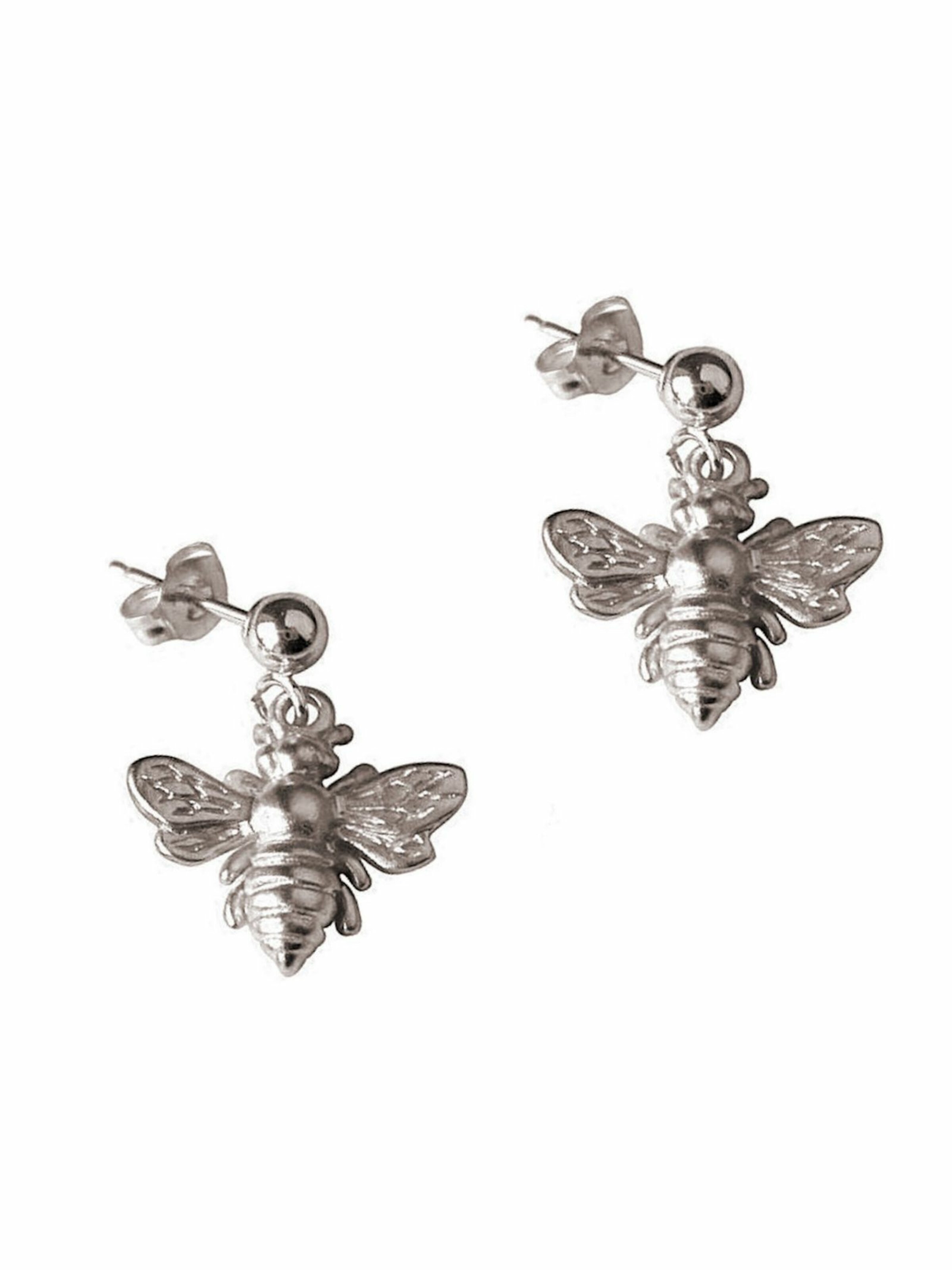 Gemshine Ohrringe 'Biene BEE' in Silber: Vorderseite