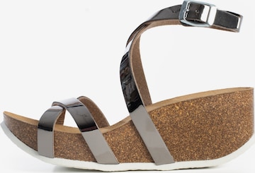 Bayton - Sandalias con hebilla 'Asteria' en plata: frente