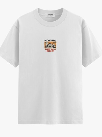 Koyumi Shirt 'Oversize Fliying Cup Print T-Shirt – Heavy Cotton' in Weiß: Vorderseite