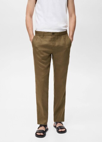 MANGO MAN Slim fit Pants 'Oyster' in Green: front