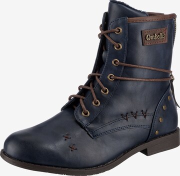 ambellis Lace-Up Ankle Boots in Blue: front