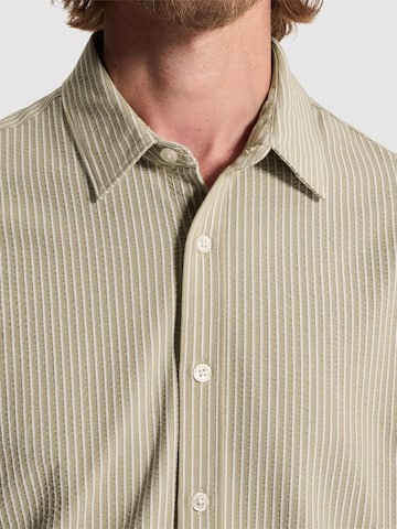 CAST IRON - Ajuste estrecho Camisa 'Jersey shirt with stripe pattern and woven effect' en beige