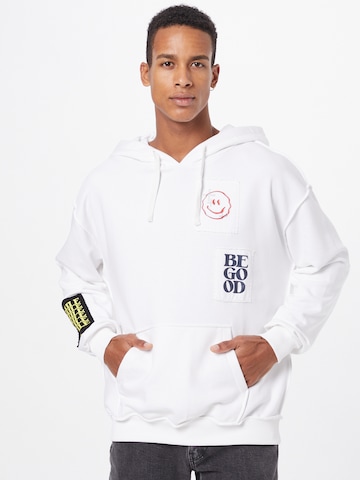 ABOUT YOU Limited Sweatshirt 'Leo' by Jannik Stutzenberger' i hvid: forside