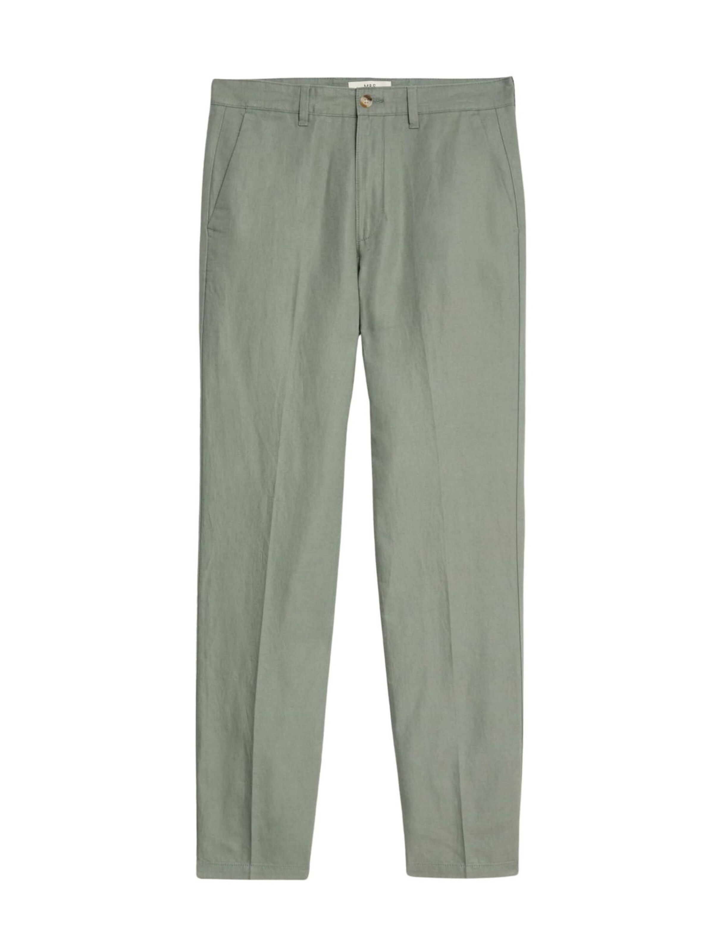 regular Pantaloni con piega frontale di Marks & Spencer in verde: frontale