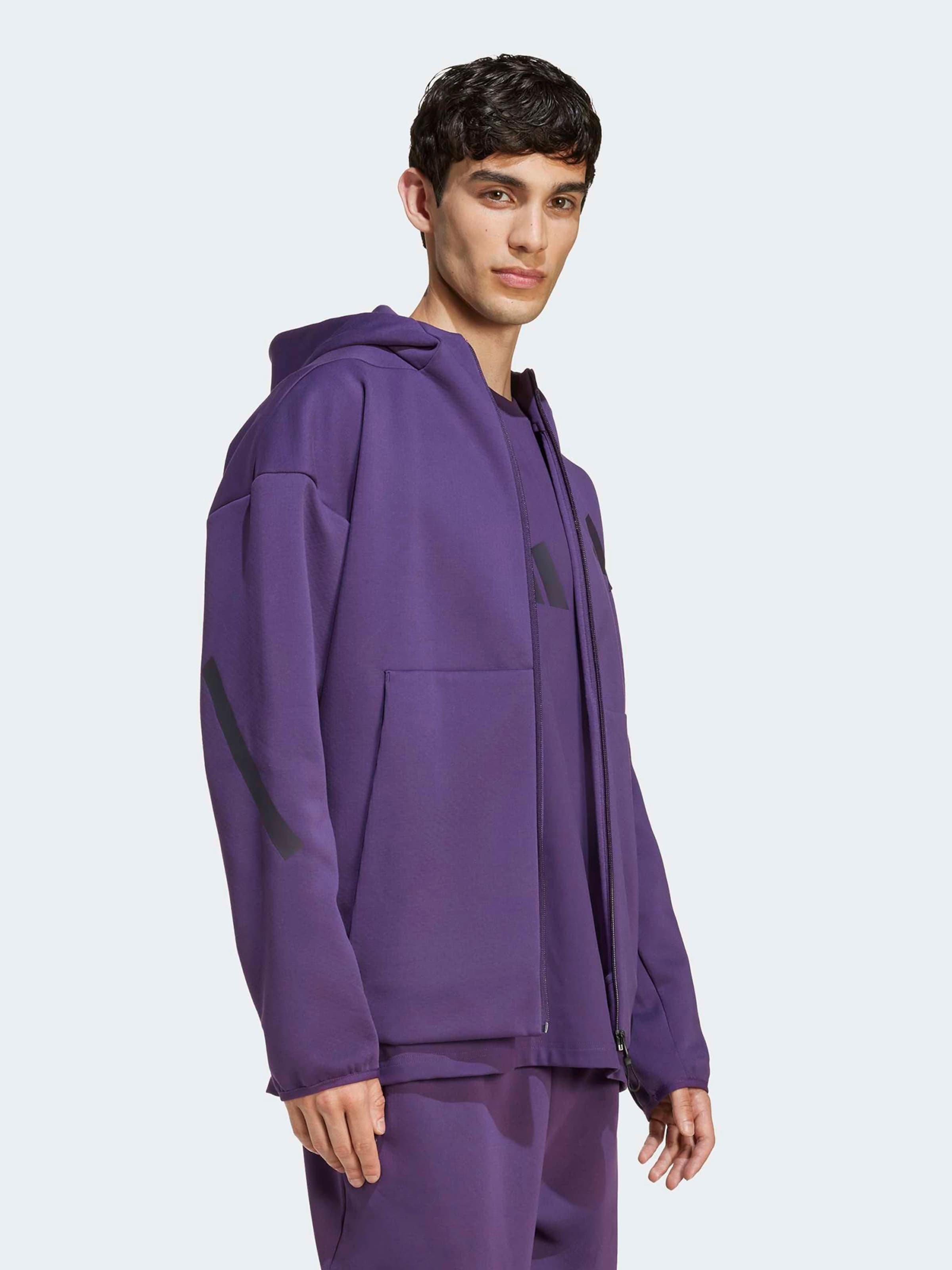 ADIDAS SPORTSWEAR Athletic Zip-Up Hoodie 'Z.N.E.' in Dark Purple