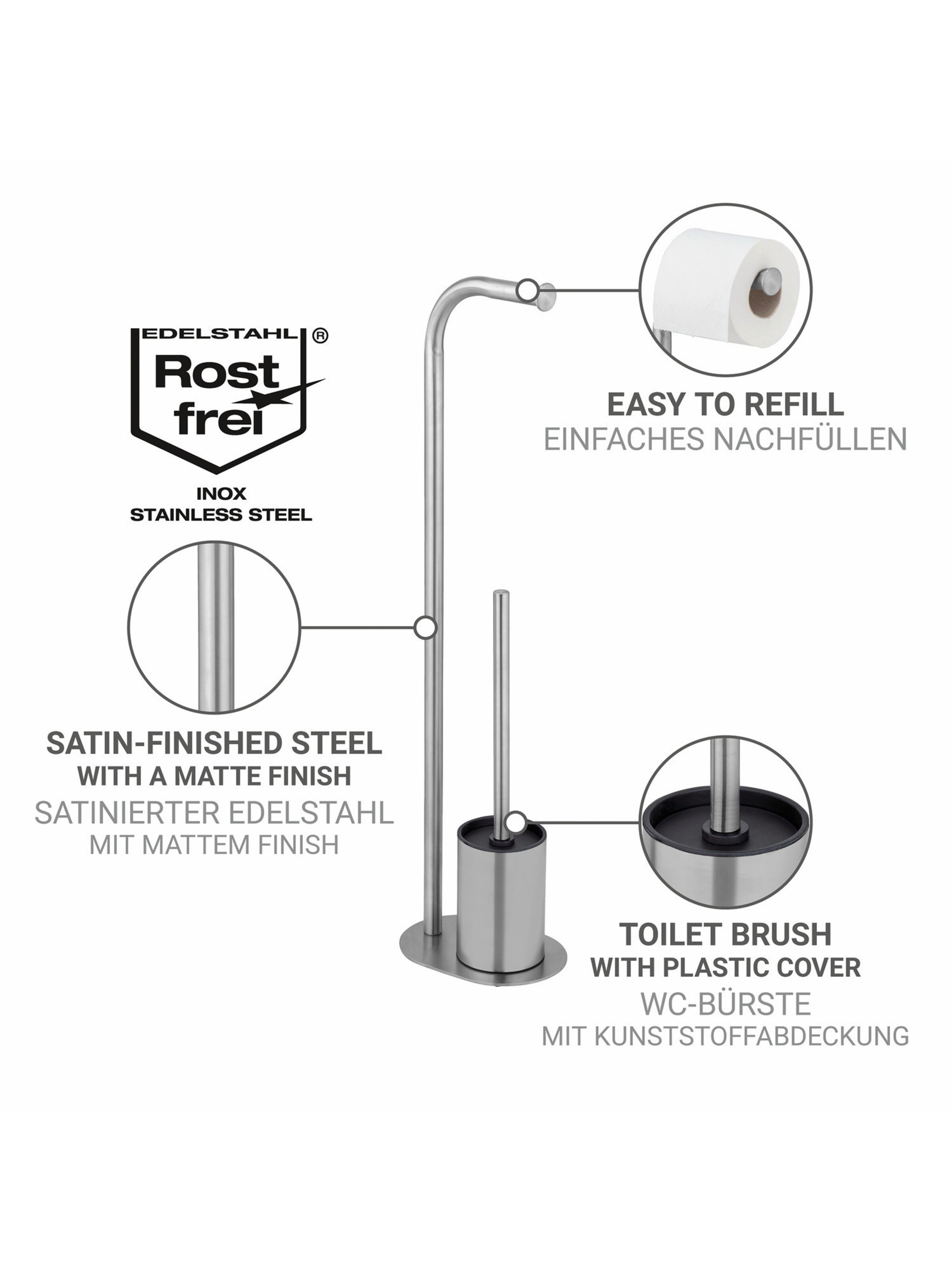 Wenko Stand WC-Garnitur 'Levante' in Silber