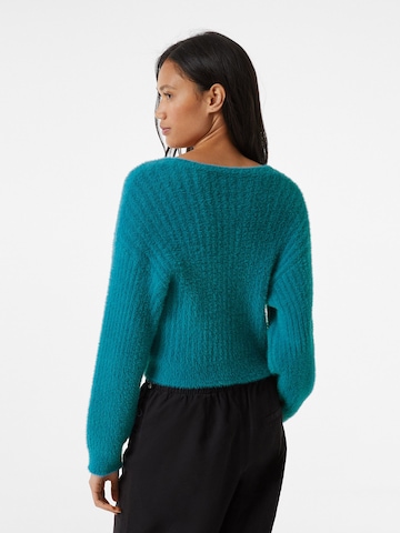 Bershka Knit Cardigan in Blue