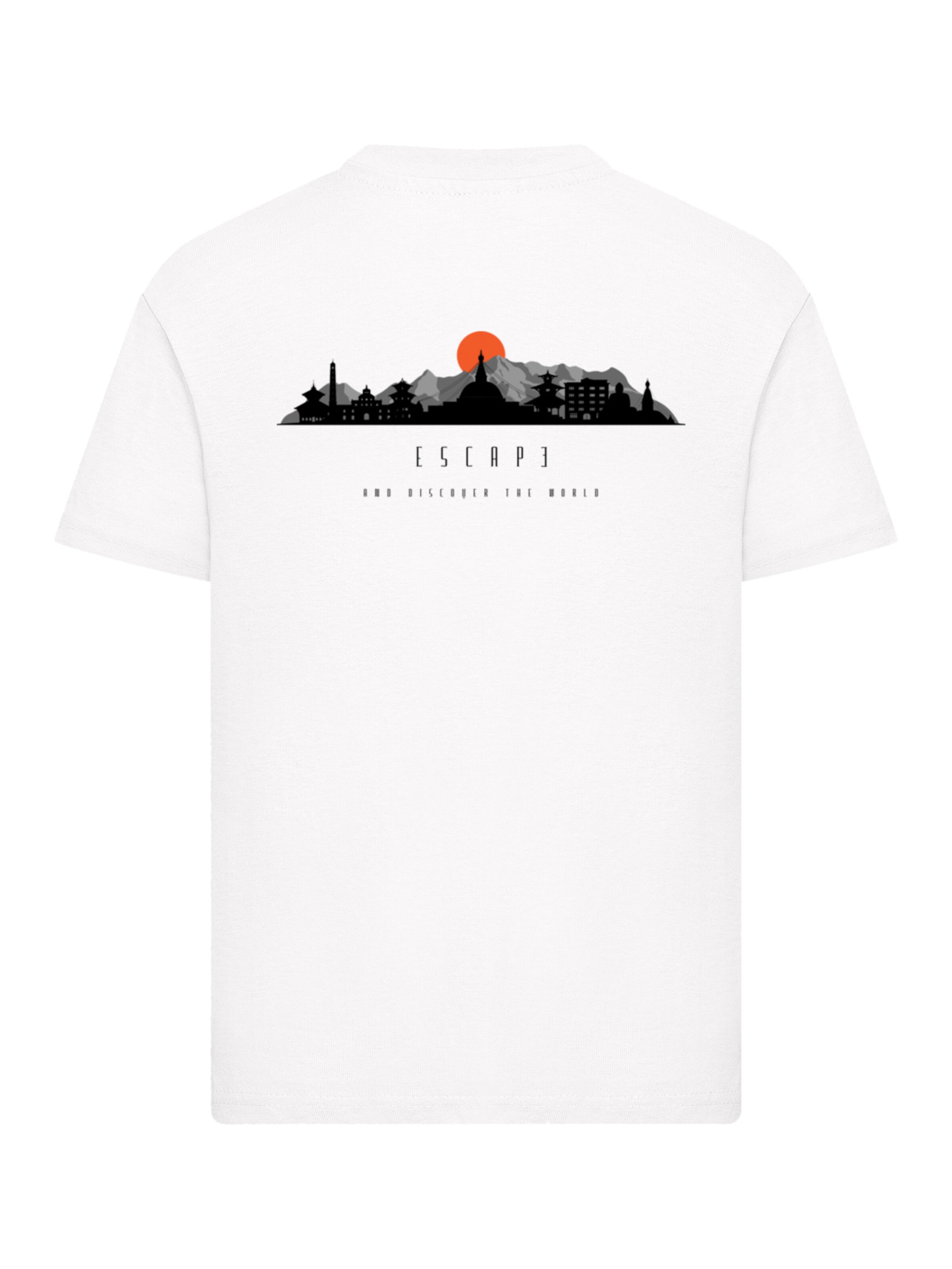T-Shirt 'Escape Discover the World Asian Town' F4NT4STIC en blanc