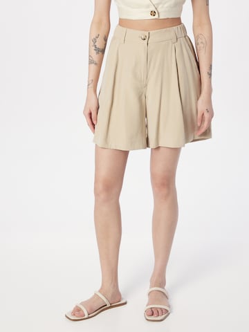 MSCH COPENHAGEN Wide Leg Bukser med lægfolder 'Kinna Selia' i beige: forside