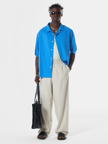 VAMOS CLO Comfort fit Button Up Shirt 'Irving' in Blue