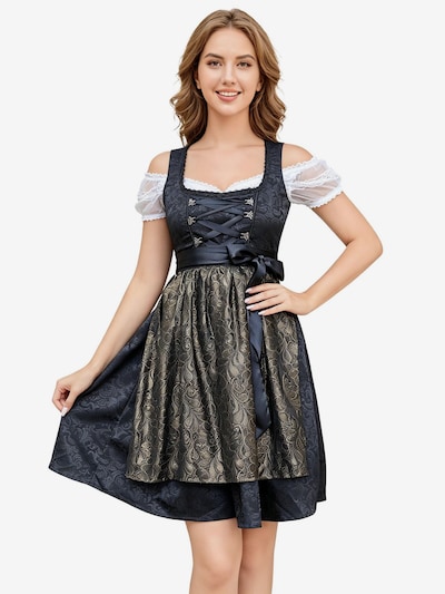 KoJooin Dirndl 'Damen 3-Teiliges Dirndl-Stil Set Mit Jacquardschürze Und Mesh-Bluse' in 42 in Black, Item view