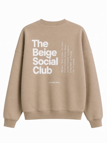 La Label Beige Sweatshirt 'Oversized Sweater The Beige Social Club' in Beige: front