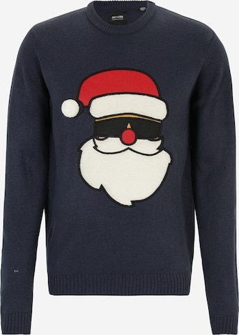 Only & Sons Regular fit Sweater 'XMAS' in Blue: front