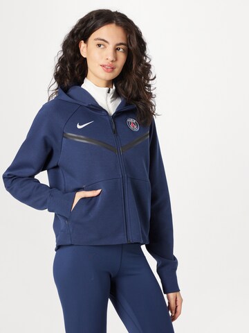 NIKE Athletic Zip-Up Hoodie in Blue: front