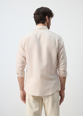 MANGO MAN Regular fit Button Up Shirt 'Rugo' in Beige