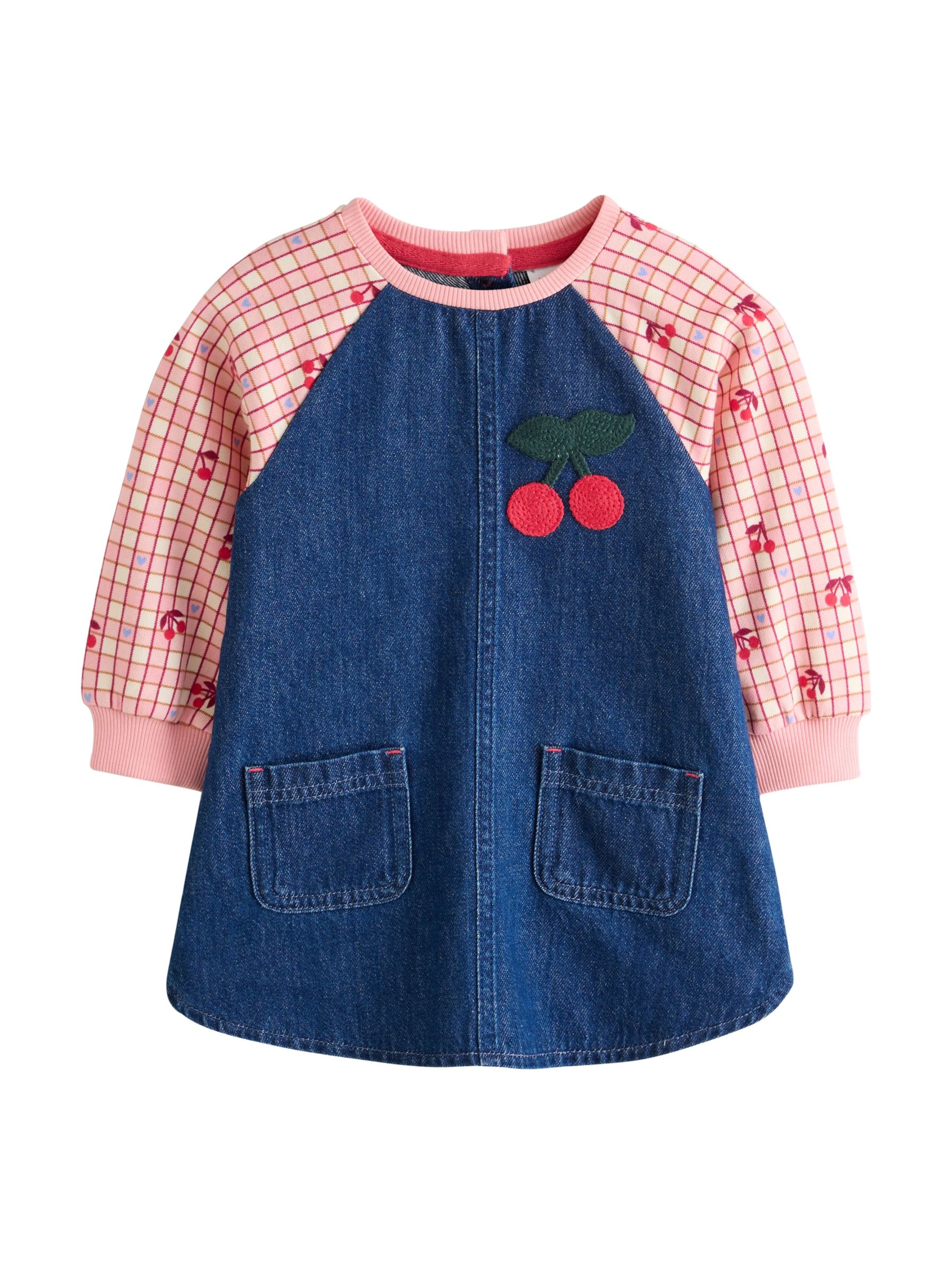 Next Kjole i 68 i blue denim / mørkegrøn / lyserød / rød, Produktvisning
