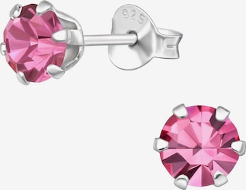 Boucles d'oreilles 'Silberne Runde 5 mm Ohrstecker mit Kristallen' Maxte en rose : devant