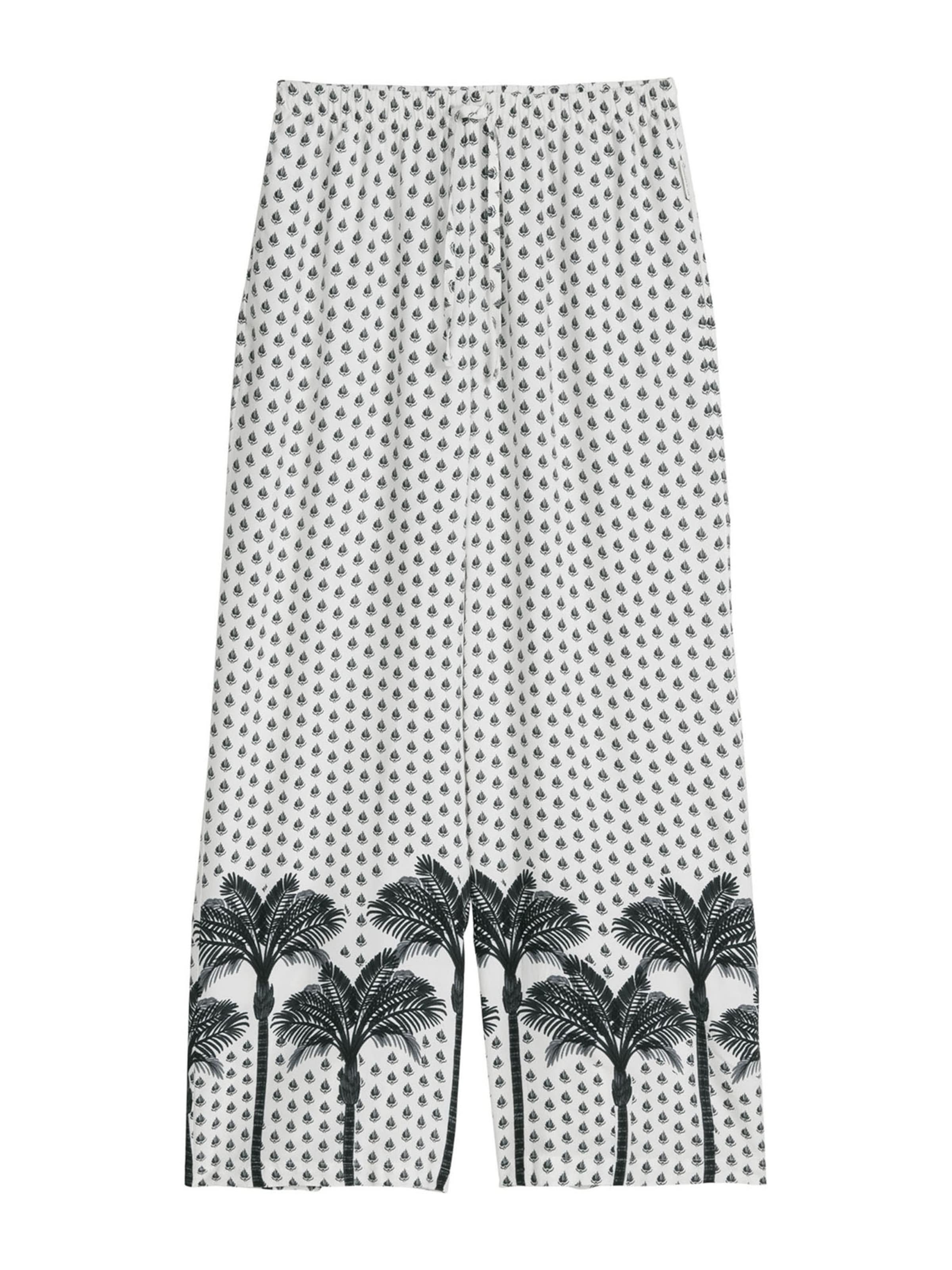 Marc O'Polo Loosefit Broek ' Palm Border Geo ' in Zwart: voorkant