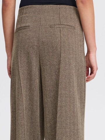 ICHI - Pierna ancha Pantalón chino ' IHKATE JACQUARD PA9 ' en marrón