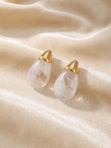 La Moda Me Oorbellen 'Rais Pearl Drop' in Wit