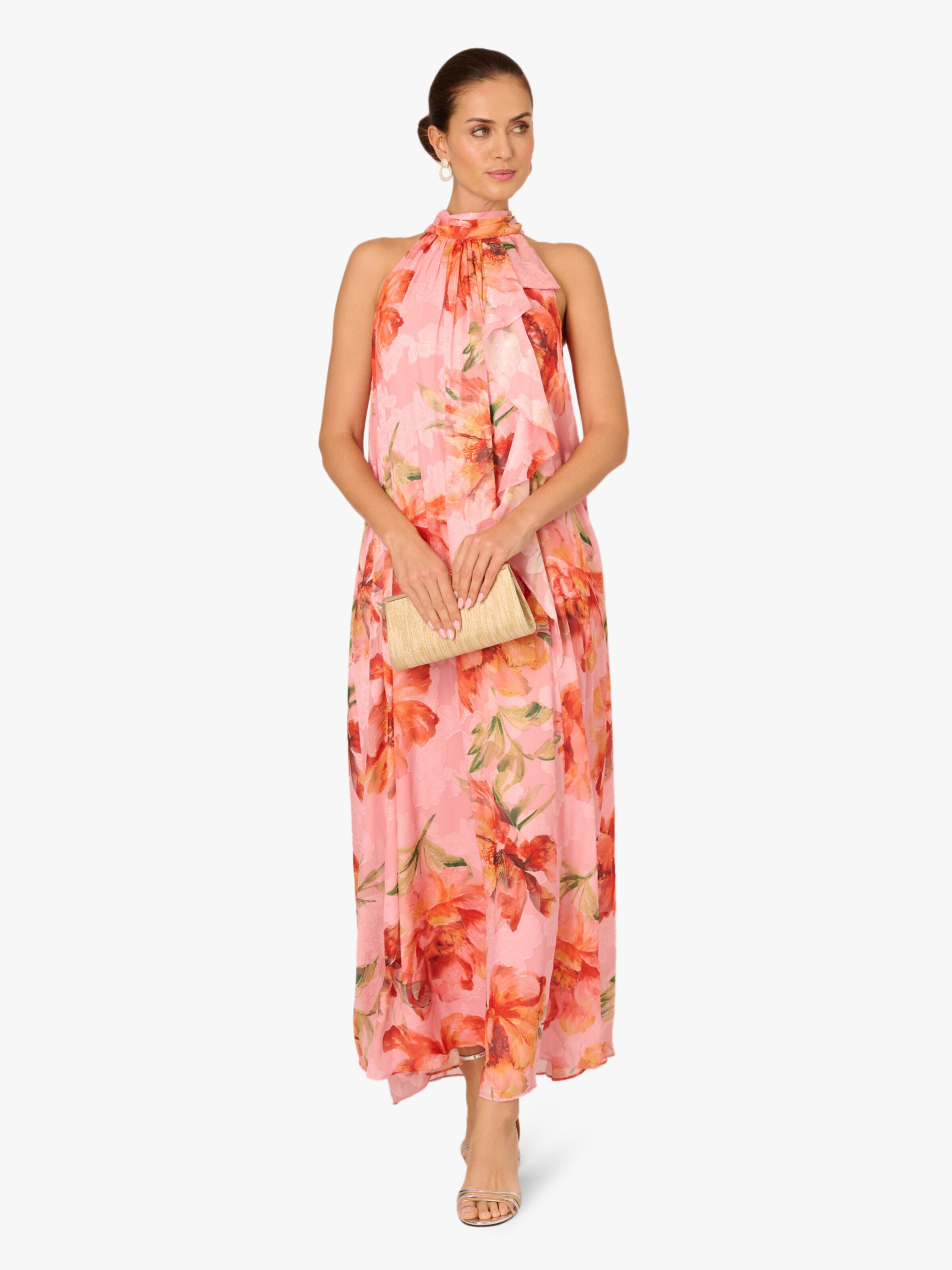 Adrianna Papell Zomerjurk 'Halter Trapeze Gown' in Roze