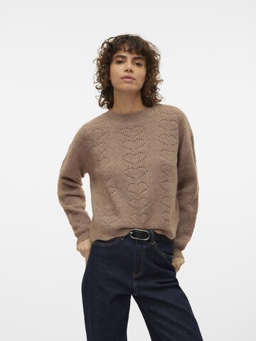 VERO MODA Sweater 'HEARTS' in Brown: front