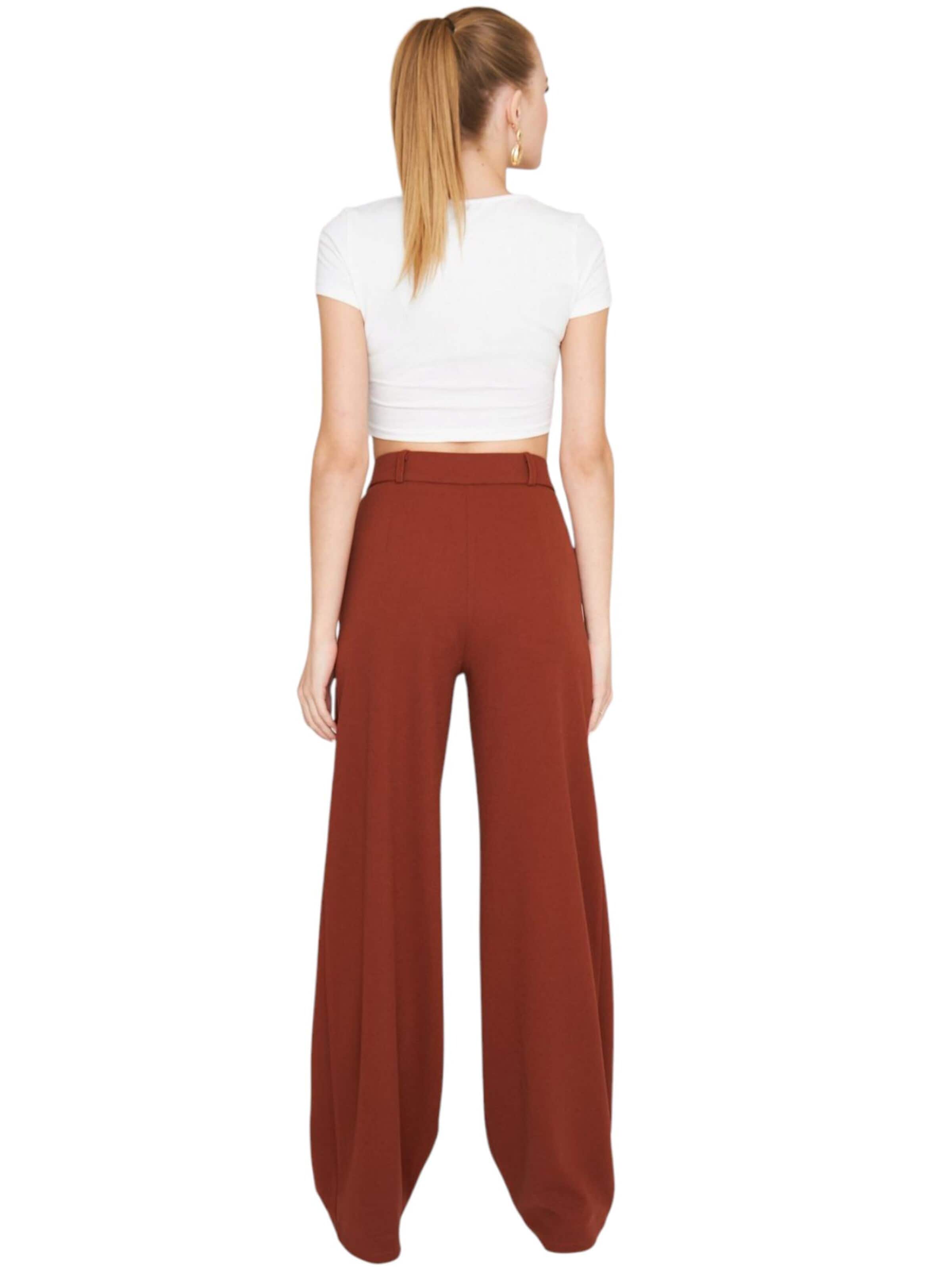 fashionshowcase Wide leg Pleat-Front Pants 'Seyra' in Red