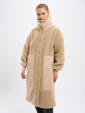KnowledgeCotton Apparel Winter Coat 'Teddy' in Beige: front