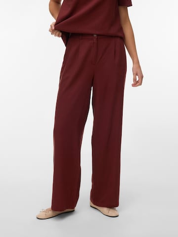 VERO MODA Loose fit Pleat-Front Pants 'VMMymilo' in Brown: front
