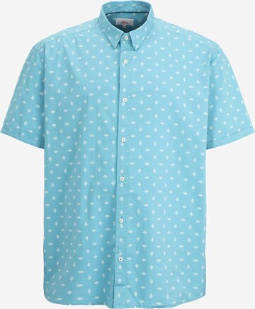 s.Oliver Men Big Sizes Button Up Shirt in Blue: front