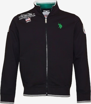 U.S. POLO ASSN. Zip-Up Hoodie in Black: front