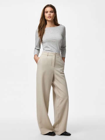 PIECES Wide leg Pants 'PCKamil' in Grey