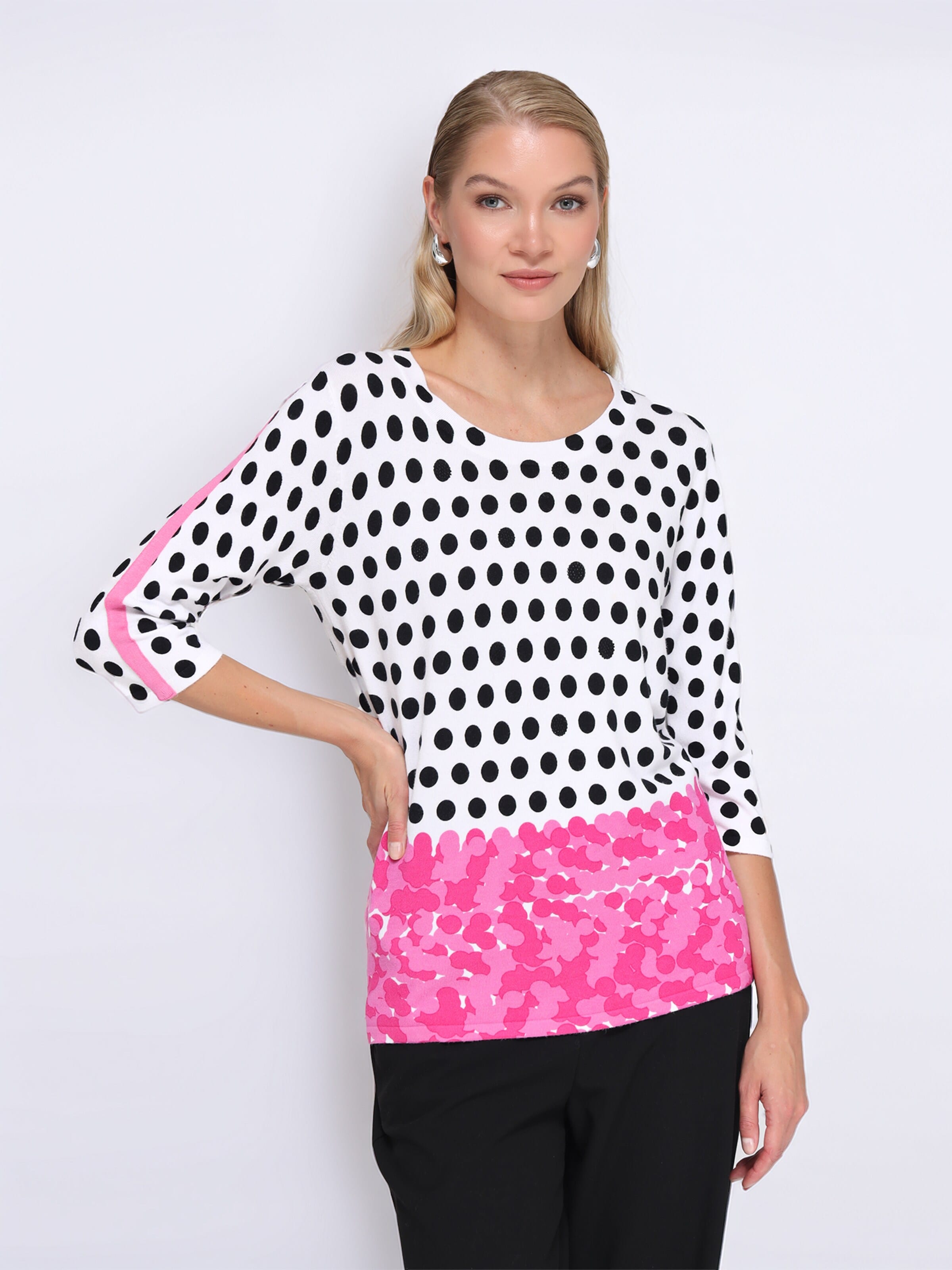 Passioni Sweater 'Shirt mit Punkte-Print' in White: front