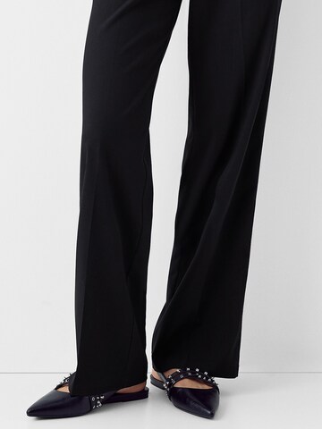 Wide Leg Pantalon à plis Bershka en noir