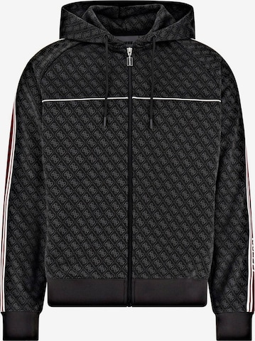 GUESS Zip-Up Hoodie in Black: front