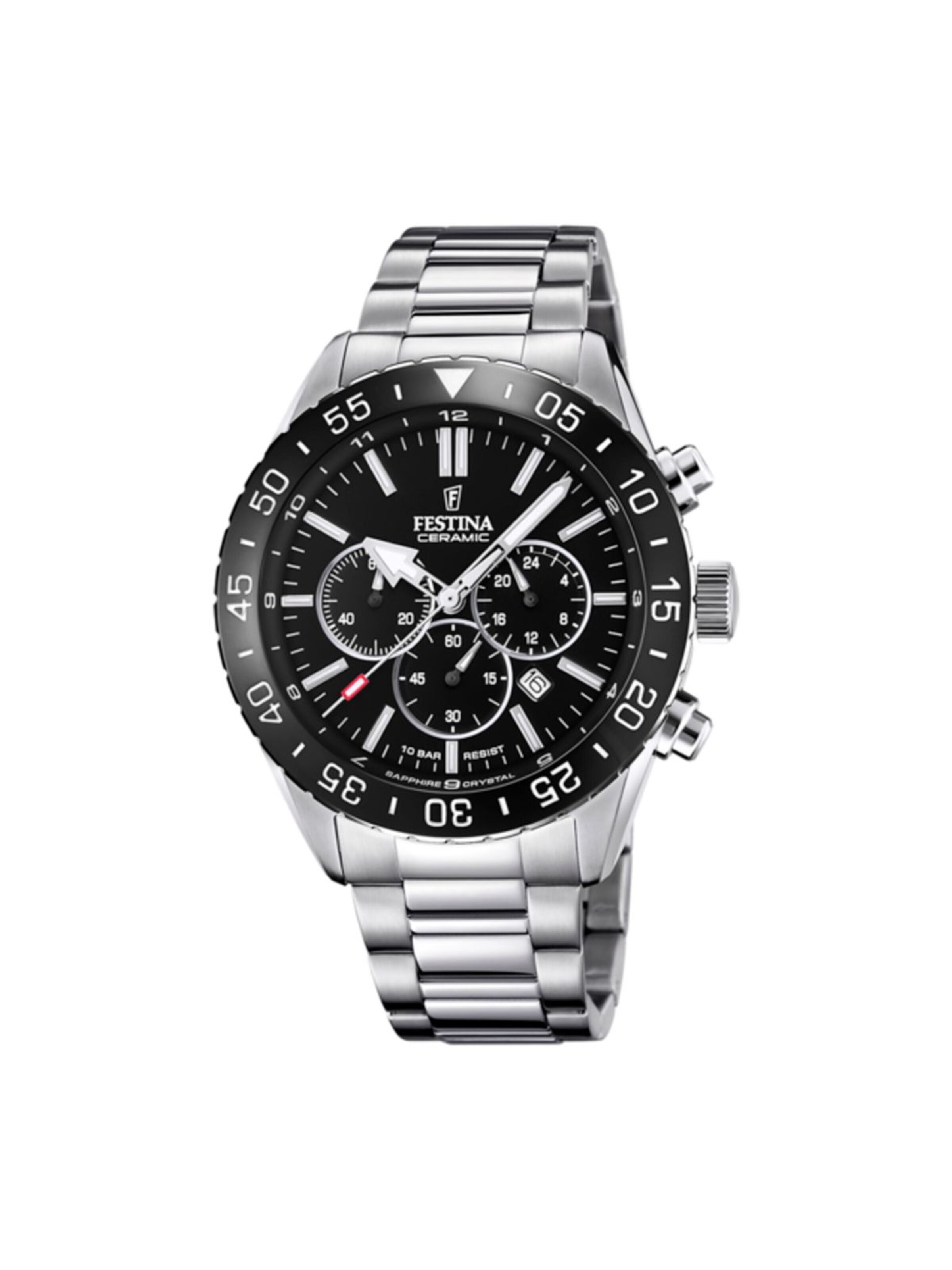 FESTINA Analogové hodinky 'Chronograph CERAMIC' – černá: přední strana