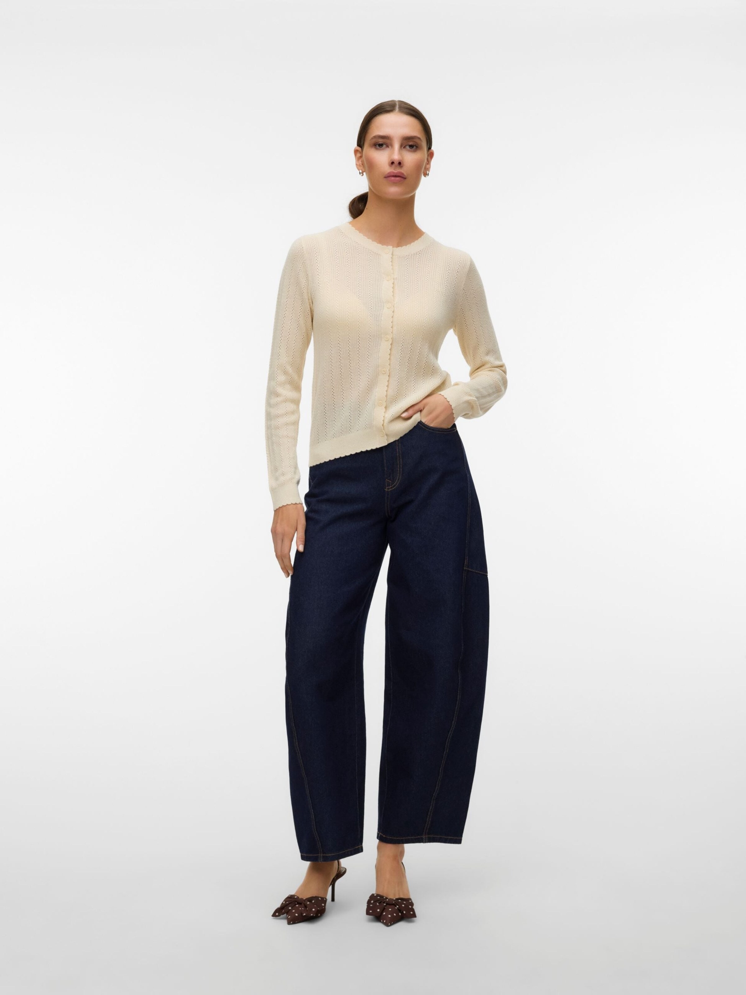VERO MODA Gebreid vest '10340562' in Wit