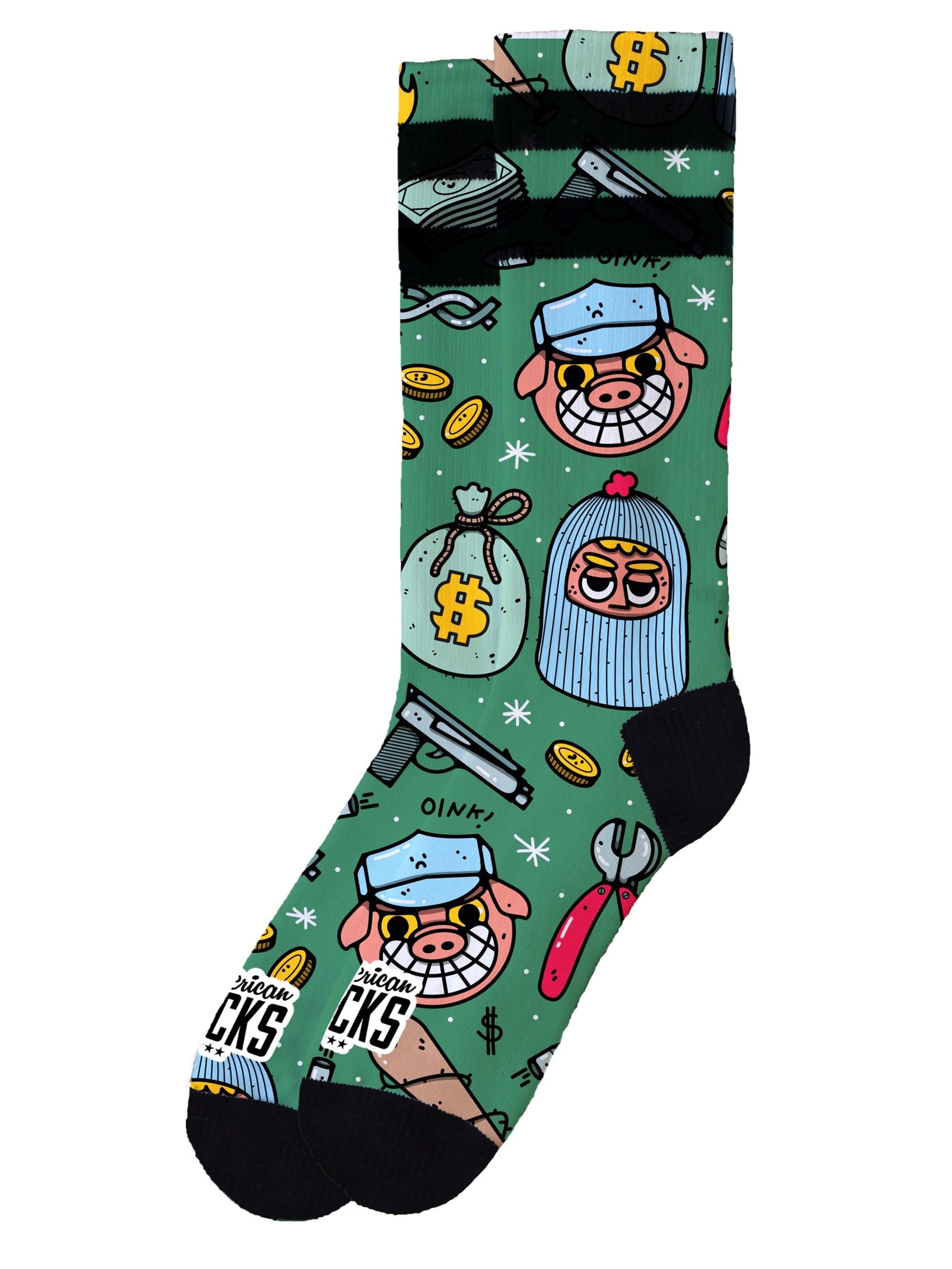 Calzino 'Heist Havoc - Mid High' di American Socks in verde: frontale