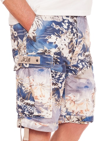 JET LAG Regular Cargo Pants 'Flowers' in Blue