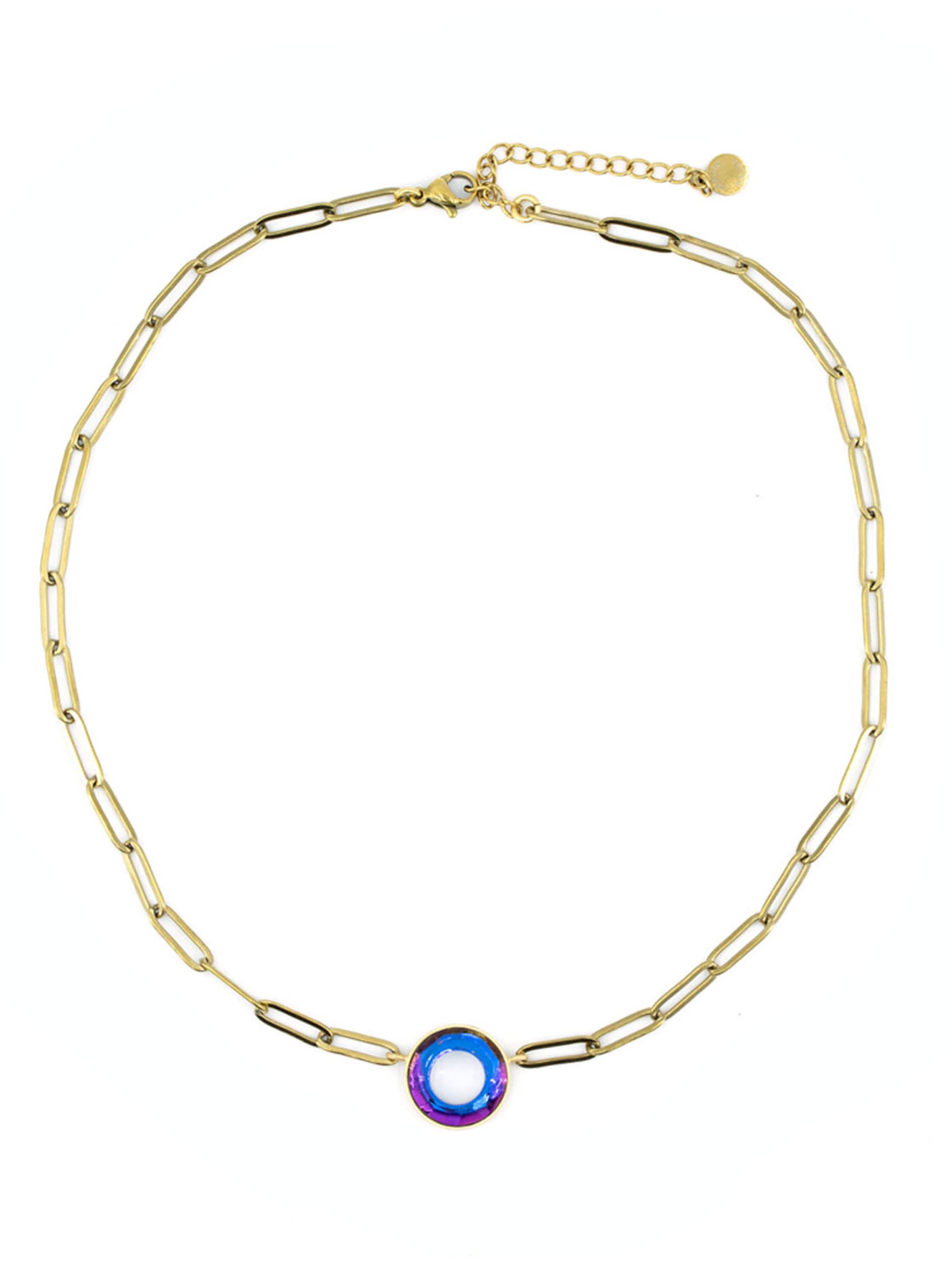 Sergio Engel Necklace 'Cosmic Kette 04 Vergoldete Edelstahlkette mit Cosmic-Kristall-Anhänger' in Pink: front